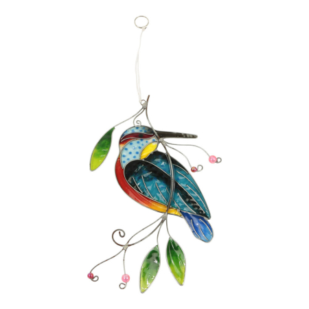 Mobiel resin vogel blauw