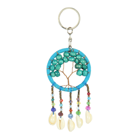 Sleutelhanger kralen levensboom turquoise