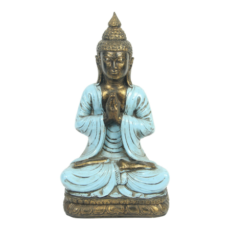 Beeld resin boeddha bidden blue