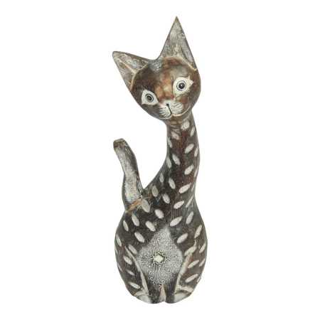 Beeld hout kat bruin M