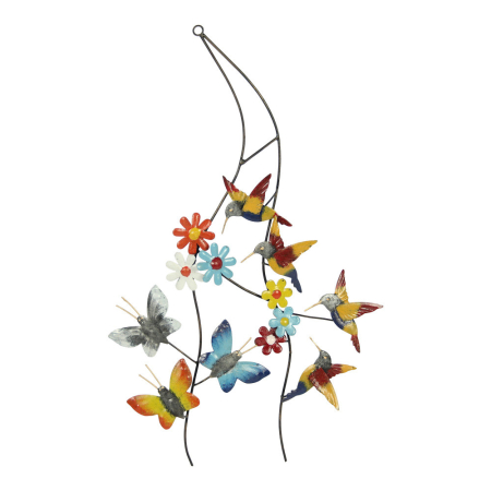Wanddecoratie metaal kolibri meerkleurig