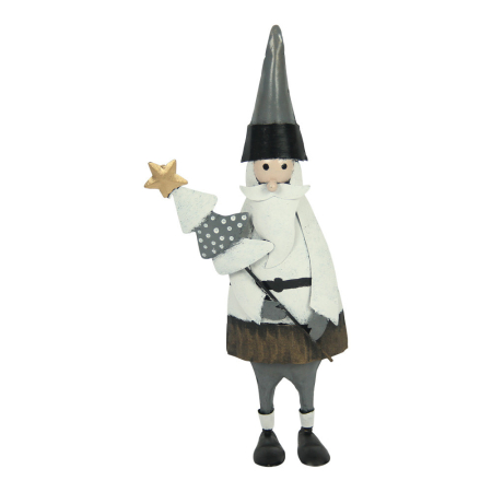 Beeld metaal kerstman grijs