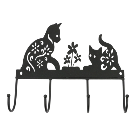 Sleutelrek metaal katten spelend zwart