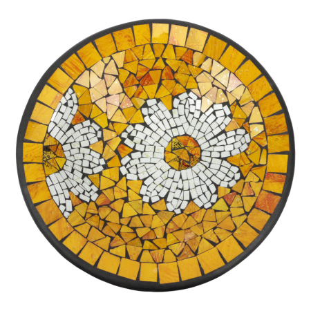 Schaal terracotta mozaiek bloem geel XL