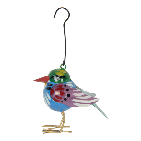 Hanger metaal vogel handbeschilderd blauw