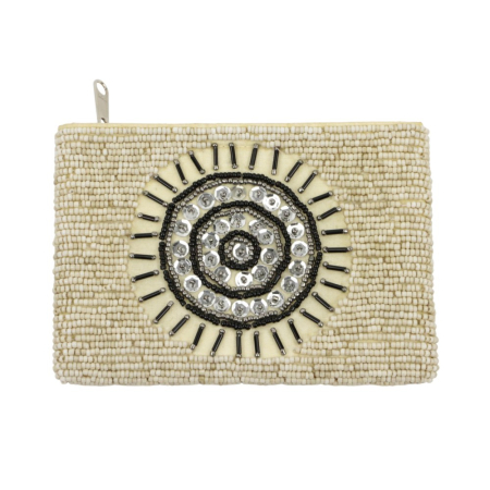 Portemonnee kralen zon beige