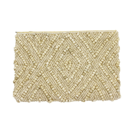 Portemonnee kralen ruit patroon beige