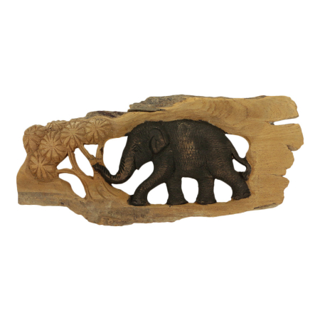Wanddecoratie hout olifant paneel
