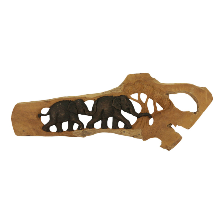 Wanddecoratie hout olifanten 2 paneel