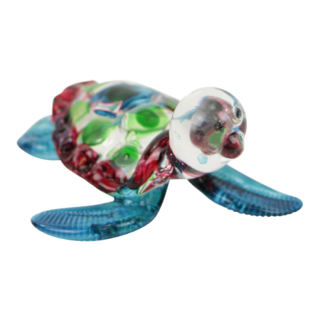 Beeld glas schildpad blauw/roze