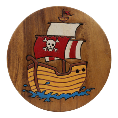 Krukje hout piratenschip rode vlag