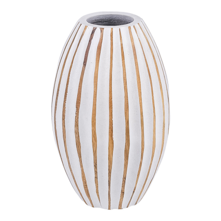 Vase Holzstreifen weiß