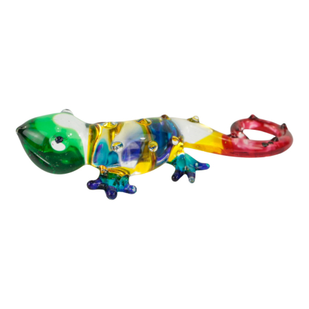 Beeld glas gekko meerkleurig S