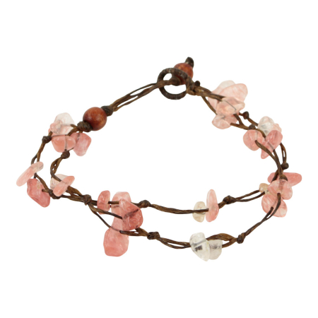 Armband edelstenen pink ruby dubbel