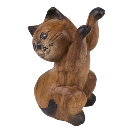 Beeld hout kat twee poten omhoog