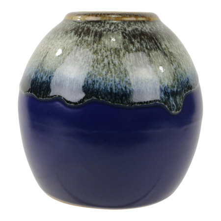 Vaas keramiek dip glazuur rond donker blauw M