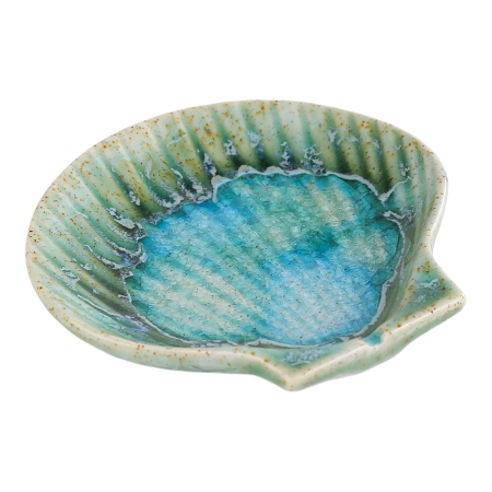Schaaltje keramiek dip glazuur schelp turquoise