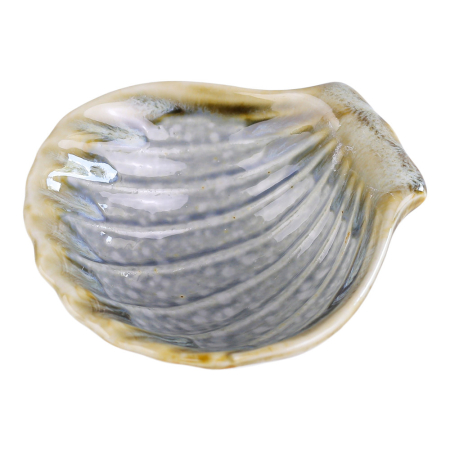 Schaaltje keramiek dip glazuur schelp grijs/beige