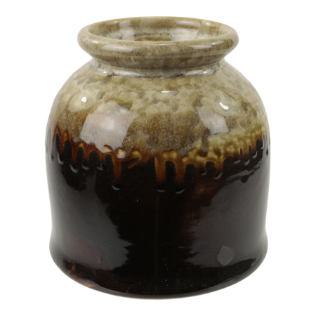 Vaas keramiek dip glazuur rond rand bruin