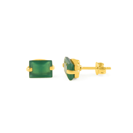 Oorstekers knopjes verguld goud/onyx edelsteen