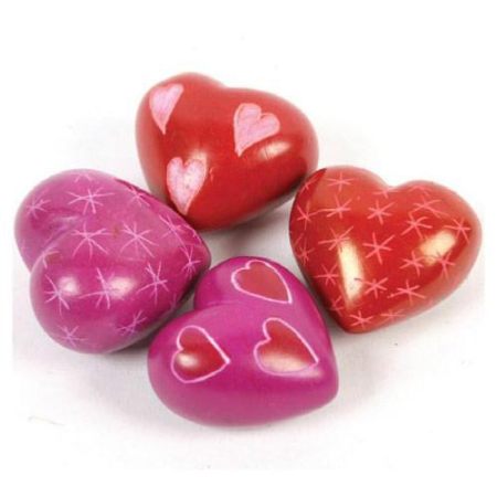 Steen kisii hart roze-rood