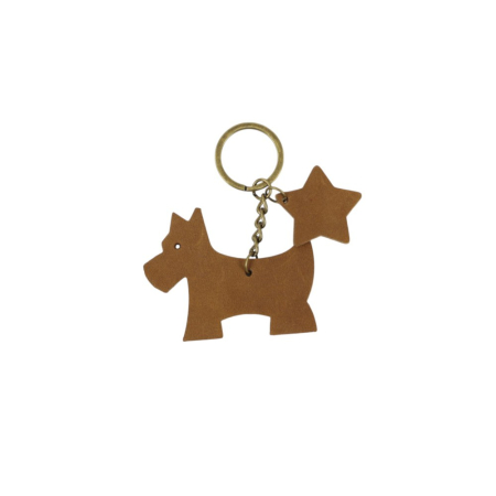 Sleutelhanger leer hond camel