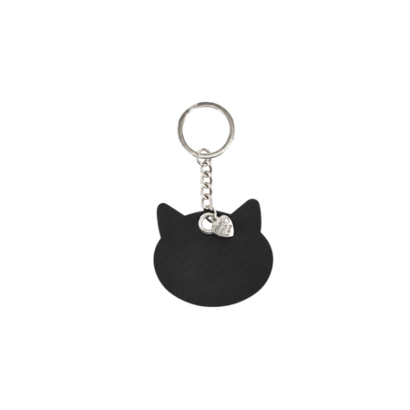 Sleutelhanger leer kat zwart
