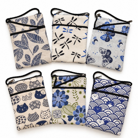 Shoudertasje print blauw print Set 2 ass.