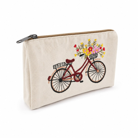Make-uptas katoen geborduurd Fiets