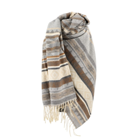 Omslagdoek wol mix grijs creme