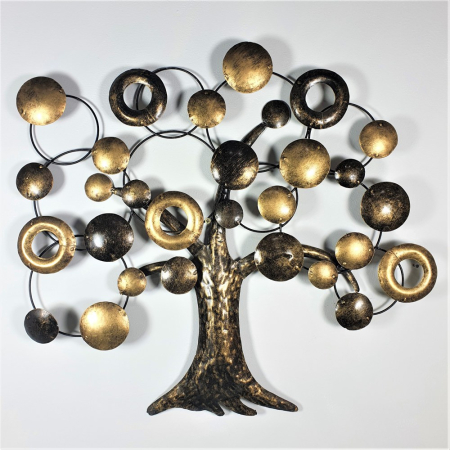 Wanddecor metaal donut boom goud L
