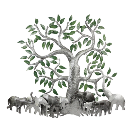 Wanddecor metaal tree elephant