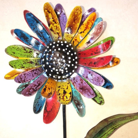 Tuinsteker metaal gerbera meerkleurig