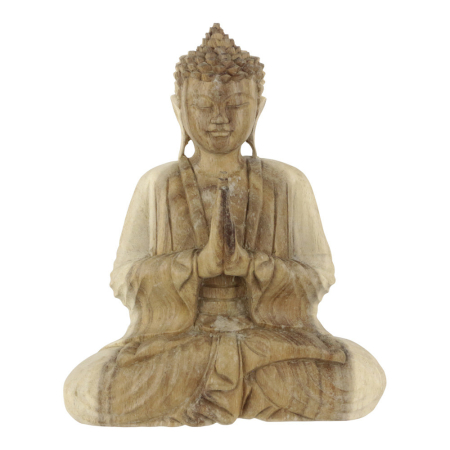 Suar houten Boeddha, 30 cm model 2 Naturel