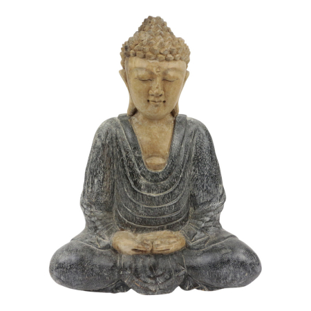 Suar houten Boeddha, 30 cm model 4 Mediation Black Wash