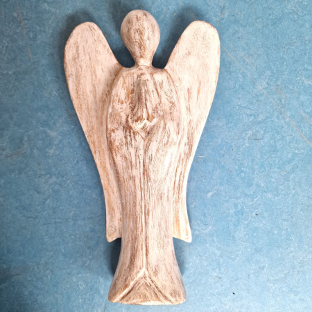 Suar houten Engel, White Wash 16x4x30 cm