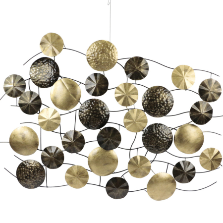 Wanddecor metaal cirkels zwart goud