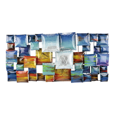 Wanddecor metaal blokken oceaan 80x40 cm