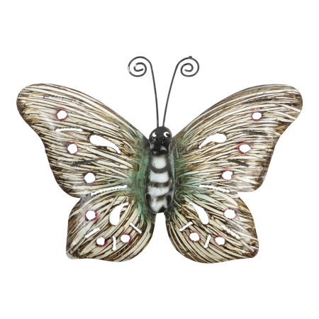 Wanddeco metalen vlinder, 24 x 17 cm M04 Pbr