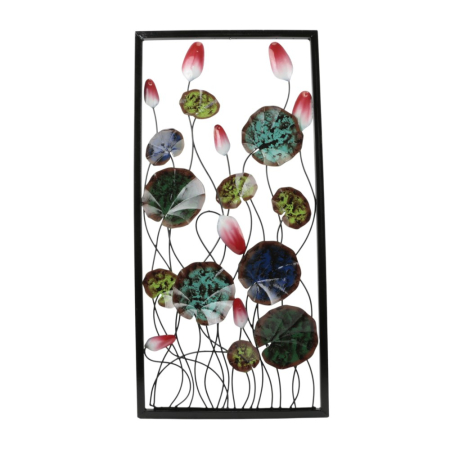 Wanddecor metaal frame tulp roze