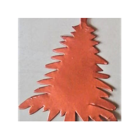 Metalen Kerstornament, kerstboom, Red Copper, 9x12 cm