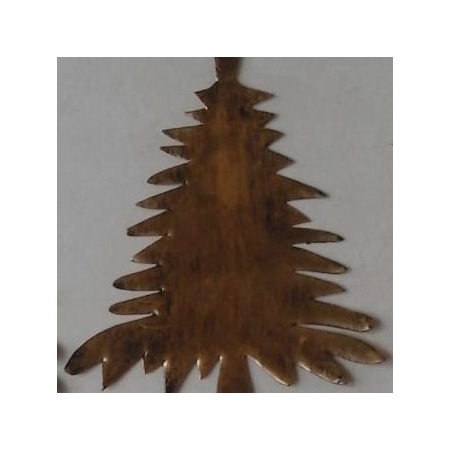 Metalen Kerstornament, kerstboom, Gold, 9x12 cm