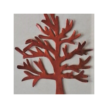 Metalen Kerstornament, boom, Red Copper, 11x15 cm