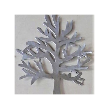 Metalen Kerstornament, boom, Silver, 11x15 cm