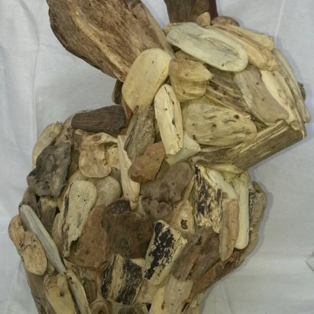 Houten Bunny, drijfhout 30 cm