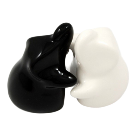 Peper en zoutstel keramiek olifant zwart/wit