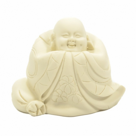 Decoratie beeld van polystone boeddha wit