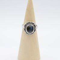 Ring zilver Mt. 10/62 Labradoriet HAS55