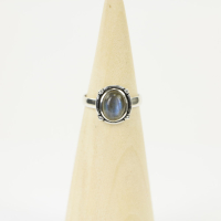 Ring zilver Mt. 9/60 Labradoriet HAS201