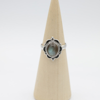 Ring zilver Mt. 9/60 Labradoriet HR204